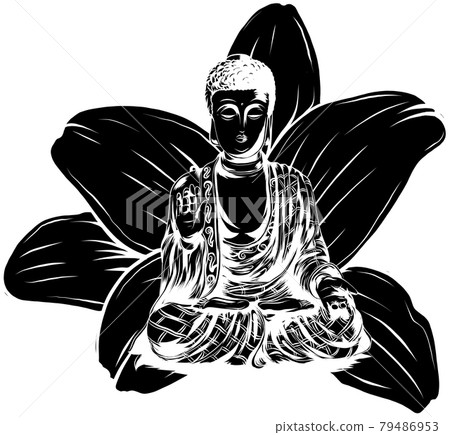 Buddha sitting on a lotus background vector illustartion Buddha sitting on a lotus background vector illustartion 79486953