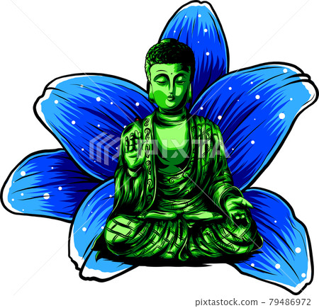 Buddha sitting on a lotus background vector illustartion Buddha sitting on a lotus background vector illustartion 79486972
