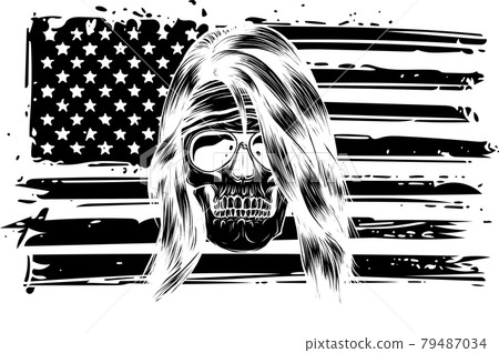 vector illustartion of skull with american flag vector illustartion of skull with american flag 79487034