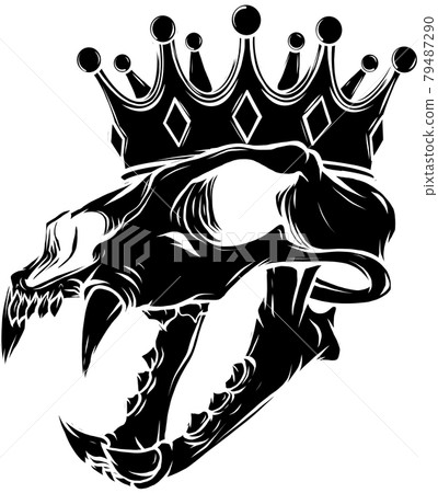 tiger skull with crown vector illustration design 79487290