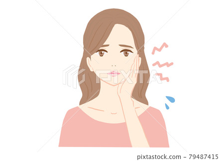 一個女人牙痛的插圖 一個女人牙痛的插圖 79487415