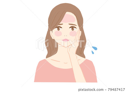 一個臉色發紅的曬黑女人的插圖 79487417