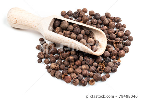 scoop on allspice (jamaica pepper) on white 79488046