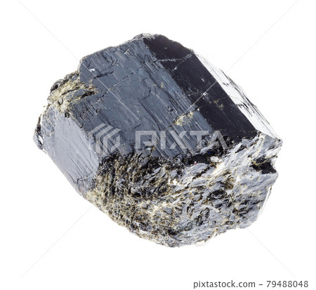 raw black Tourmaline (Schorl) stone on white 79488048