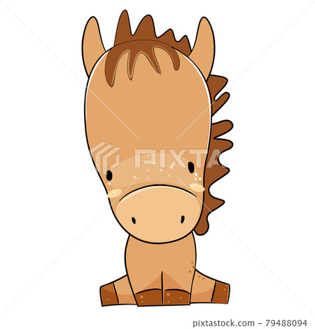 Cute little horse in cartoon style. Farm animal vector illustration. Cute little horse in cartoon style. Farm animal vector illustration. 79488094