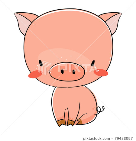 Cute little pig. Farm animal vector illustration. Cute little pig. Farm animal vector illustration. 79488097