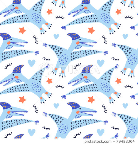 Vector illustration of seamless pattern with dinosaur. Vector illustration of seamless pattern with dinosaur. 79488304