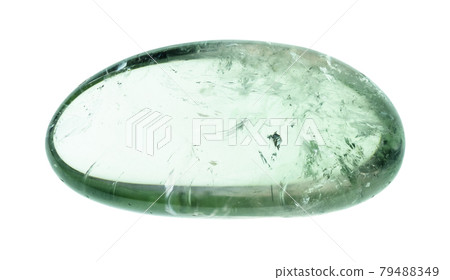 polished prasiolite (green quartz) gemstone cutout 79488349