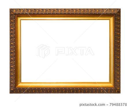wide red gold wood picture frame cutout 79488378