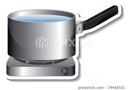 A sticker template of pot with handle on gas stove isolated A sticker template of pot with handle on gas stove isolated 79488581