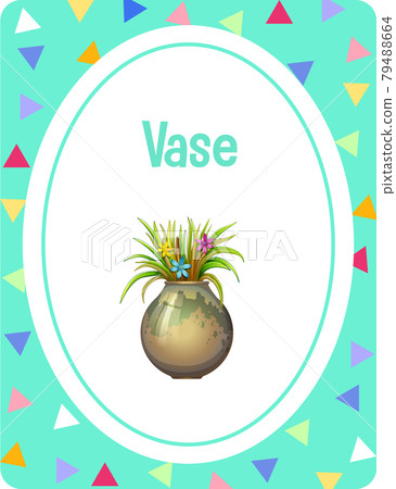 Vocabulary flashcard with word Vase Vocabulary flashcard with word Vase 79488664
