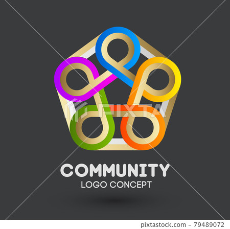 Community care logo. Connecting people logo design. Human and corporate friendship background. Business networking vector. 79489072