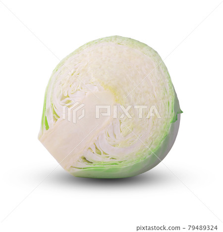 One half cabbage vegetable isolated on white background. One half cabbage vegetable isolated on white background. 79489324