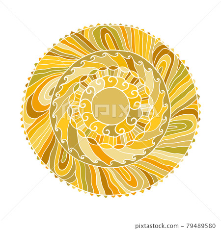 Sun symbol, ornate mandala. Round pattern. Vintage decorative background. Hand made art 79489580