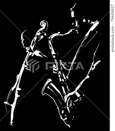 Jazz, saxophone and double bass in a nightclub 79489857