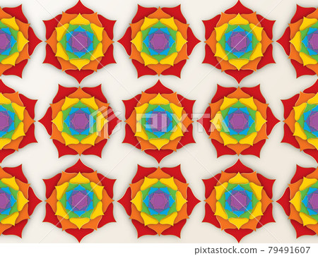 Sacred Lotus Indian Background with the seven colors of the chakras for yoga, meditation and spa center. Set of mystical colorful petals esoteric multicolors flower, vector template isolated on white  79491607