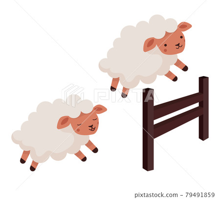 Sheep jump over the fence Sheep jump over the fence 79491859