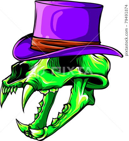 vector illustration of skull of tiger with hat vector illustration of skull of tiger with hat 79491874