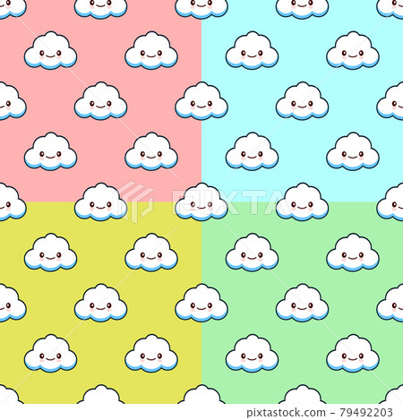 Vector seamless pattern set with clouds cute... - Stock Illustration ...