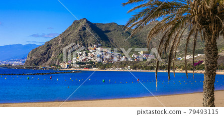 Best beaches of Canary islands - beautiful Las Teresitas and village San Andreas in Tenerife Best beaches of Canary islands - beautiful Las Teresitas and village San Andreas in Tenerife 79493115
