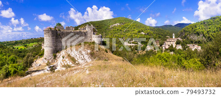 Medieval castles of Italy - Castello di Rocchettine and Torri in Sabina village , panoramic view Medieval castles of Italy - Castello di Rocchettine and Torri in Sabina village , panoramic view 79493732