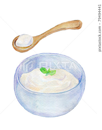 Watercolor illustration yogurt Watercolor illustration yogurt 79494441