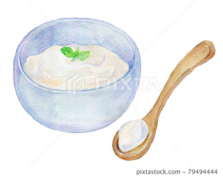 Watercolor illustration yogurt Watercolor illustration yogurt 79494444