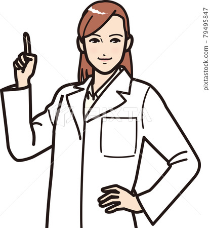 Lady's finger pointing in white suit Lady's finger pointing in white suit 79495847