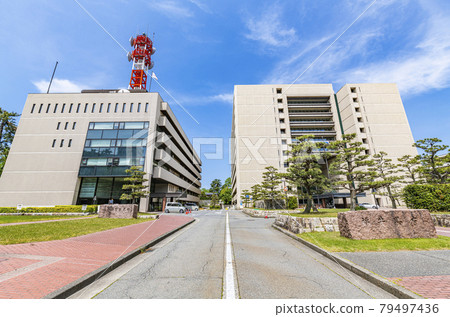 Fukui City, Fukui Prefecture, Fukui Prefectural Office and Fukui Prefectural Police Headquarters in fine weather 79497436
