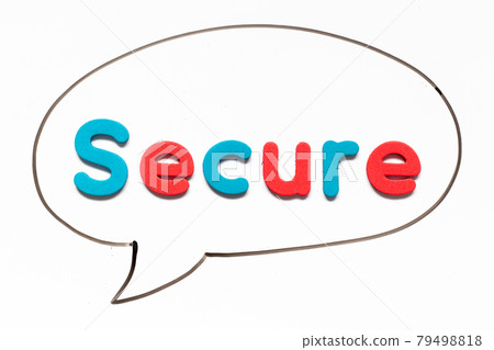 Alphabet letter with word secure in black line hand drawing as bubble speech on white board background Alphabet letter with word secure in black line hand drawing as bubble speech on white board background 79498818