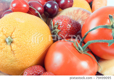 Fresh natural fruits and vegetables. Food containing healthy minerals and vitamins 79499095