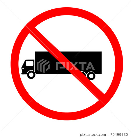 no truck icon on white background. Truck prohibition sign. no truck symbol. flat style. 79499580