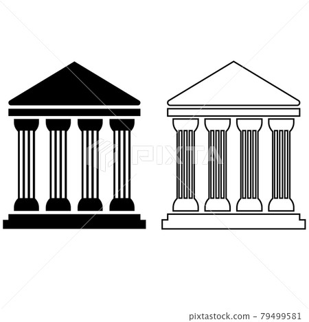 University icon on white background. Museum sign. Temple symbol. Bank logo. flat style. University icon on white background. Museum sign. Temple symbol. Bank logo. flat style. 79499581