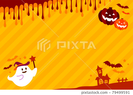 Pumpkin color Halloween illustration frame 79499591