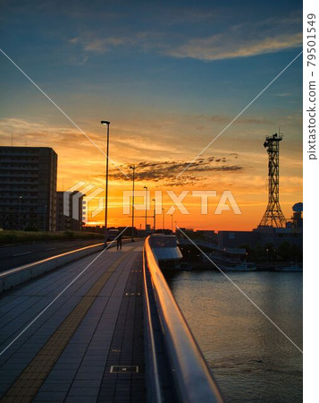 Magic hour from Niigata City Yanagito Ohashi Magic hour from Niigata City Yanagito Ohashi 79501549