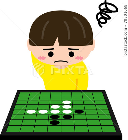 男孩玩黑白棋 男孩玩黑白棋 79501669