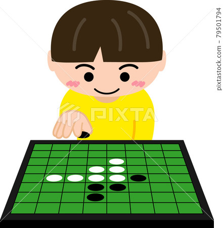 Boy playing reversi Boy playing reversi 79501794