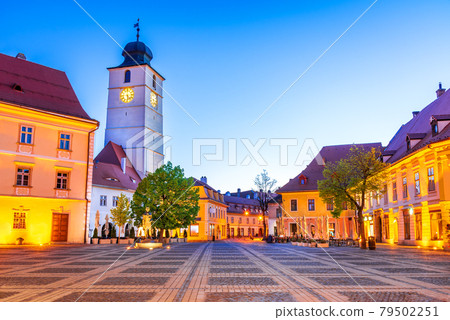 Sibiu, Council Tower on Large Square - Transylvania travel place of Romania Sibiu, Council Tower on Large Square - Transylvania travel place of Romania 79502251