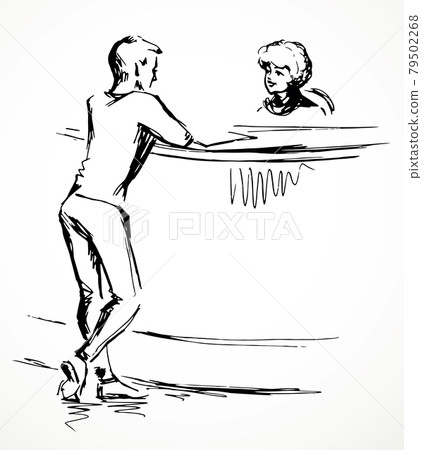 The person at the reception desk. Vector drawing The person at the reception desk. Vector drawing 79502268
