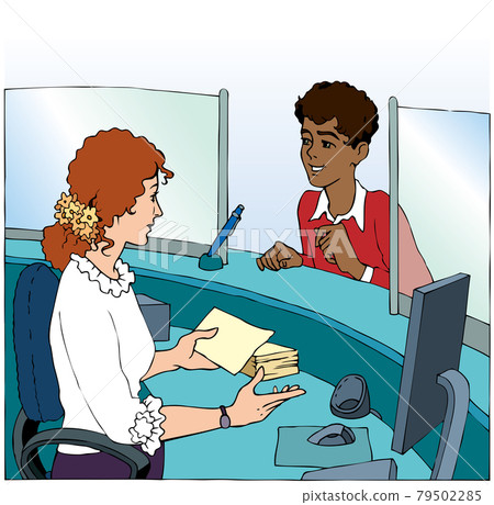 Vector image. Business conversation in the service sector Vector image. Business conversation in the service sector 79502285