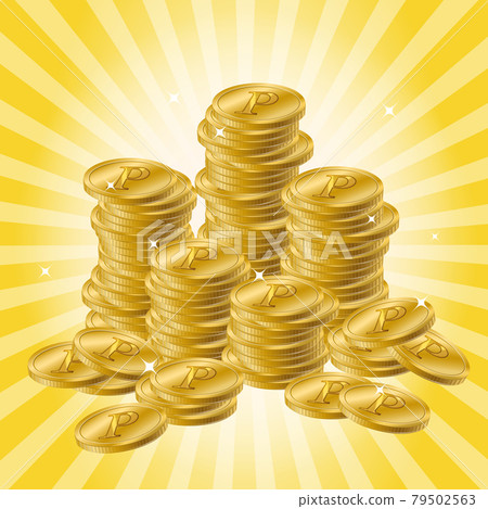 Image material of piled up point coins Image material of piled up point coins 79502563