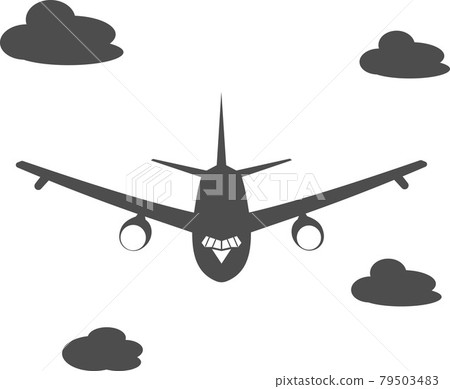 Vector illustration of a flying passenger plane in the clouds. 79503483