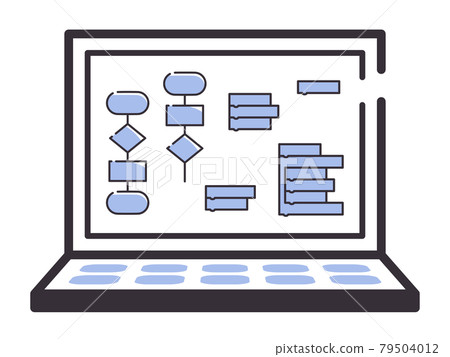 簡單線條電腦屏幕圖解_編程與流程圖 79504012