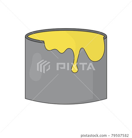 Vector illustration of a can of yellow paint in a flat style 79507582