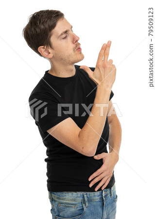 Young white man on white Young white man on white 79509123