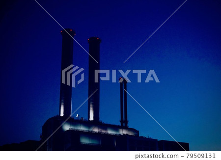 the industrial factory at night the industrial factory at night 79509131