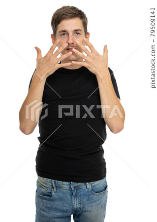 Young white man on white Young white man on white 79509141
