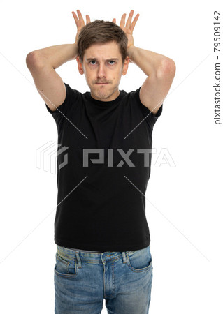 Young white man on white Young white man on white 79509142