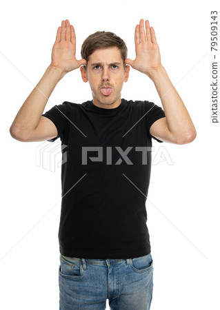 Young white man on white Young white man on white 79509143