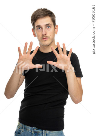 Young white man on white Young white man on white 79509163